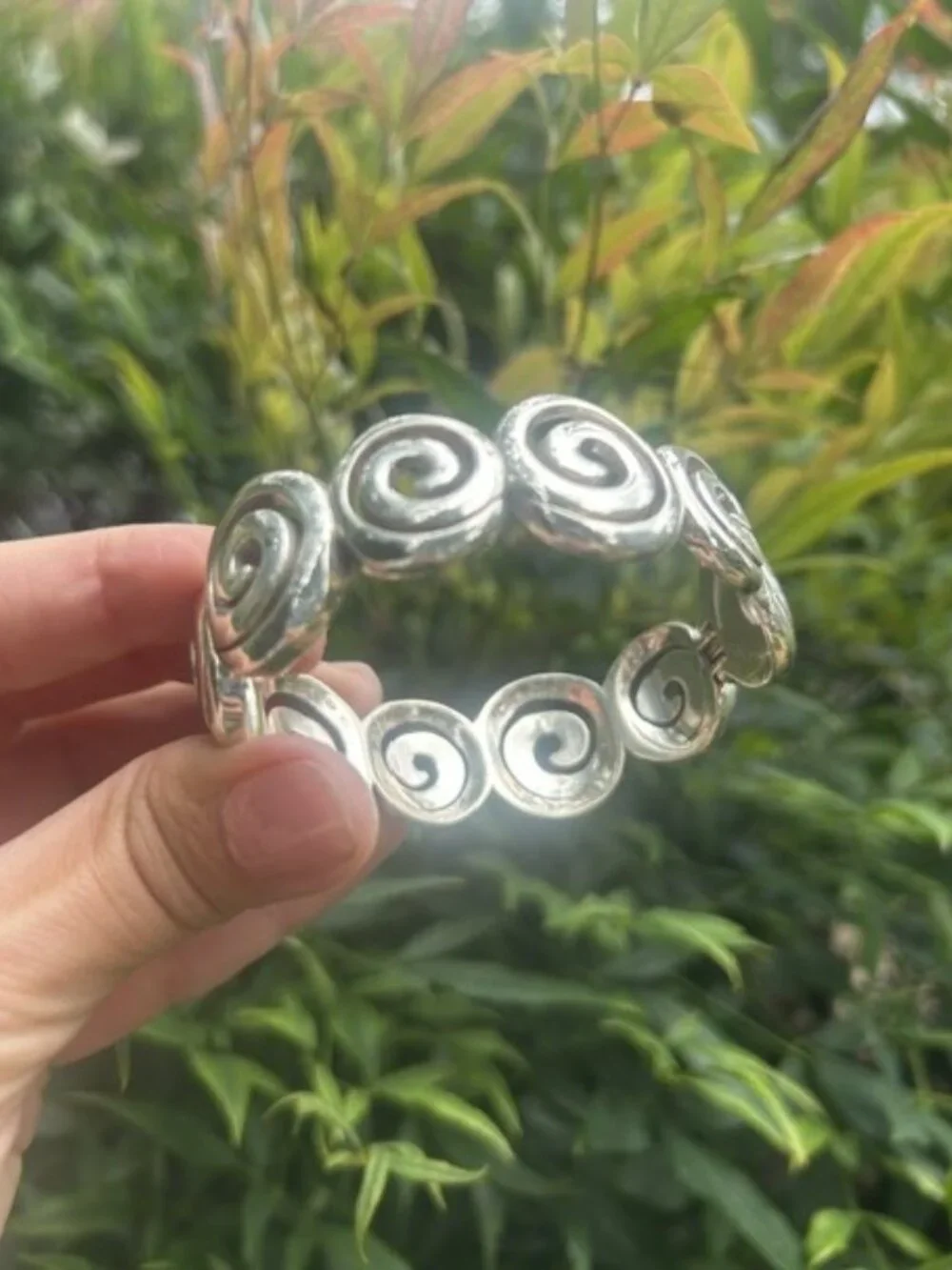 BRIGHTON “VERTIGO” Silver Swirl Hinged BRACELET